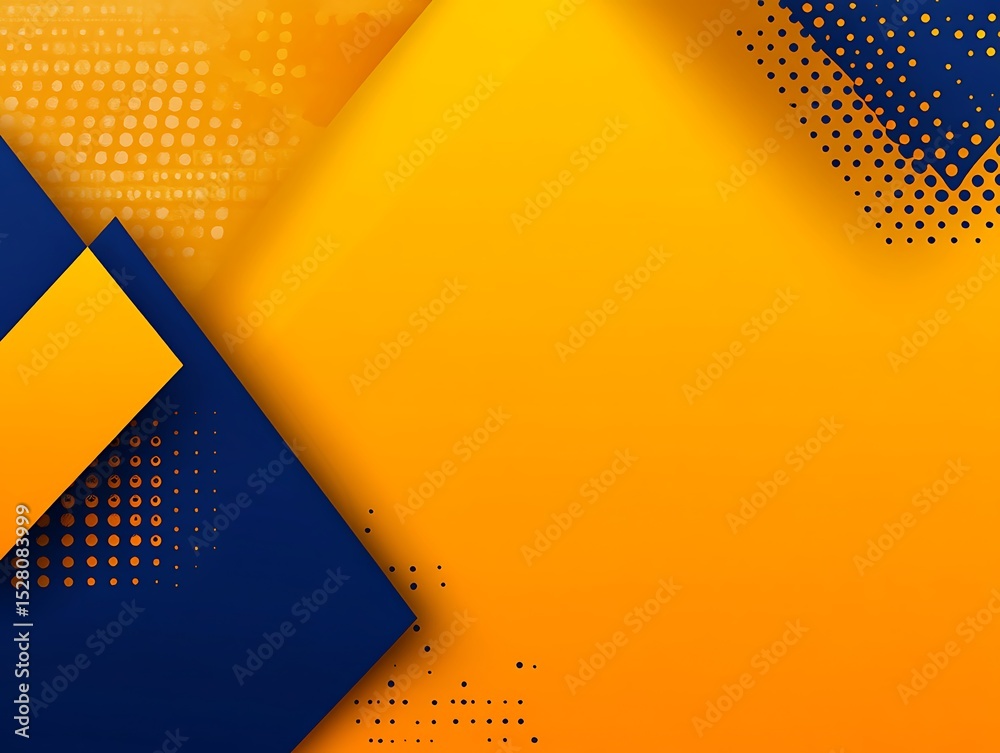 Poster dynamic geometric background with overlapping shapes and halftone patterns