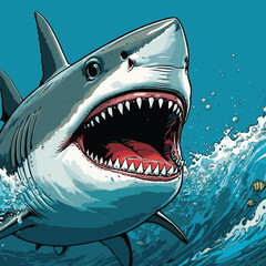 comic book style vector shark illustration