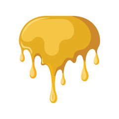 Liquid honey dripping vector illustration, golden syrup splash, sticky sweet food design, organic natural droplet