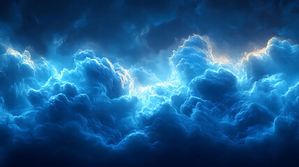 Ethereal Blue Cloudscape Glowing Celestial Abstract