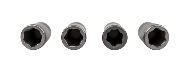 A set of three black hexagon shaped screws