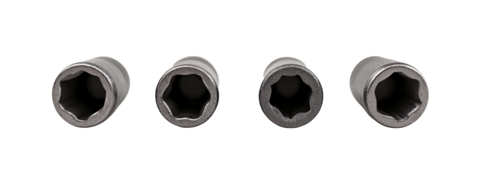 A set of three black hexagon shaped screws