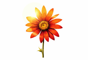 Bright orange flower with petals against a white background  