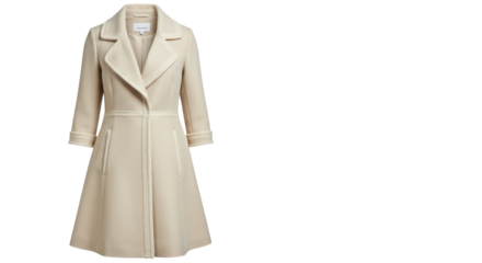 Isolated Elegant Cream Colored Wool Coat Detailed Stitching