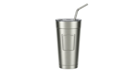 Isolated Stainless Steel Tumbler with Metal Straw
