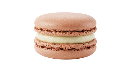 Isolated Brown Macaron with Cream Filling