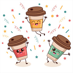 vector kawaii funny drinks characters