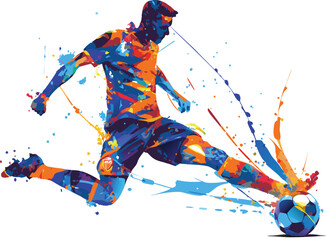 soccer,player,ball,kicking,colorful,abstract,sports,athlete,football,action,movement,dynamic,outdoor,game,field,energy,team,skill,goal,competition,fitness,run,wear,uniform,celebration,grass,goalkeeper