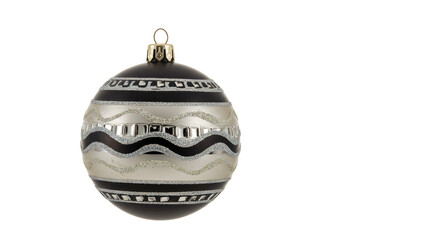 Isolated Decorative Christmas Bauble with Silver Glitter Waves