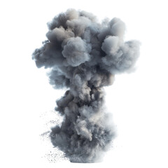 Smoke billows from an explosion in an urban environment during daylight hours