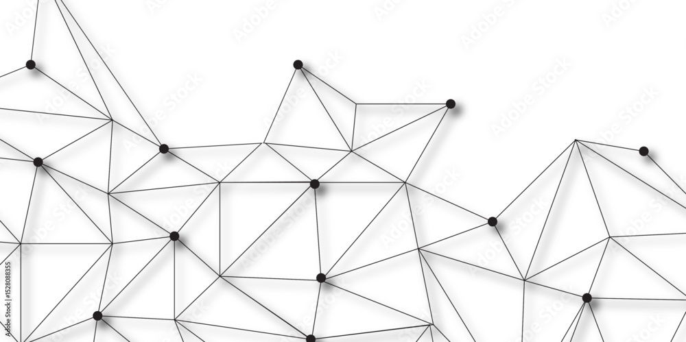 Aufkleber Abstract geometric background with connecting dots and lines with low poly triangle shapes. Polygonal Mesh Background Vector design digital technology concept Global network connection data structure.