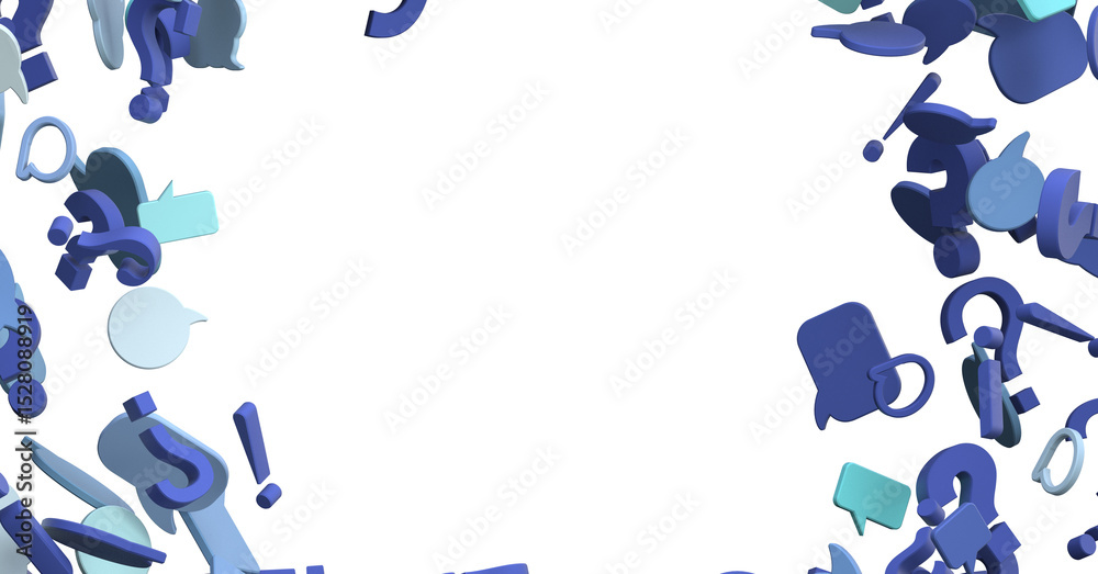 Poster 3D rendering flying email icon and web flying