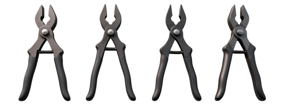 A set of four black pliers