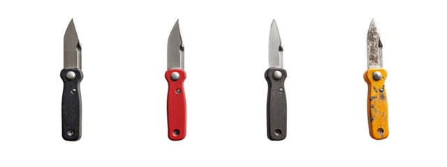 A set of four different colored knives