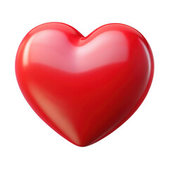 3d realistic red heart shape isolated on transparent background