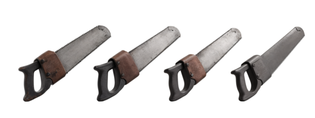 A set of three old hand saws