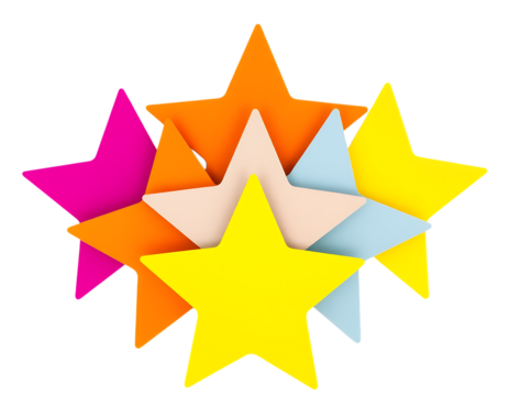 Colorful star shapes on black background
