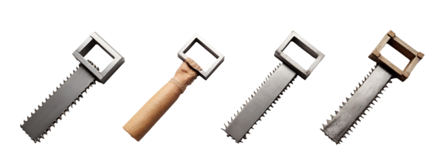 A set of four different types of hand saws