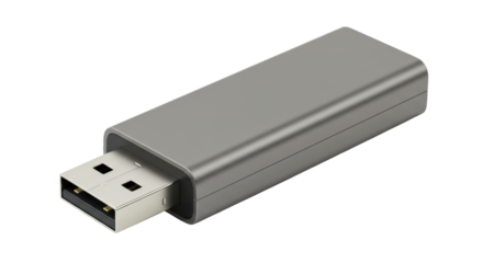 Isolated Silver USB Flash Drive Design