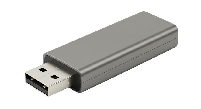 Isolated Silver USB Flash Drive Design
