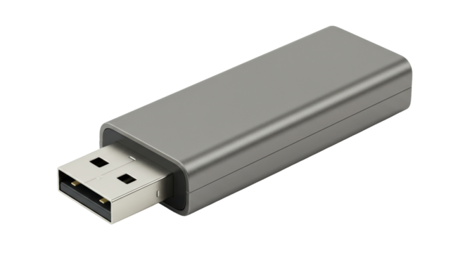 Isolated Silver USB Flash Drive Design - Powered by Adobe