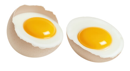 Isolated Two Half Boiled Eggs