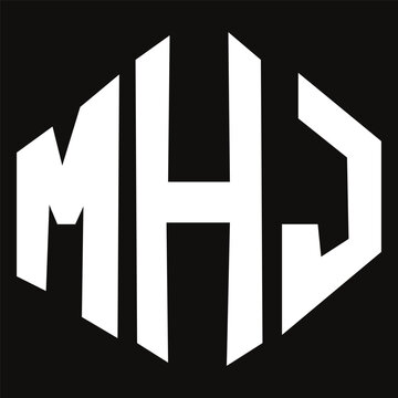 MHJ letter logo design with polygon shape