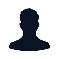 Man vector illustration. Male profile avatar silhouette for user icon, portrait, or character design

