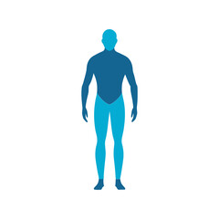 Man full body silhouette vector illustration, standing male figure profile, minimalist avatar design, isolated on white background