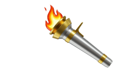 Isolated Silver and Gold Torch Flame Symbol