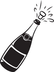 Celebrating Success Sparkling Champagne Bottle Illustration