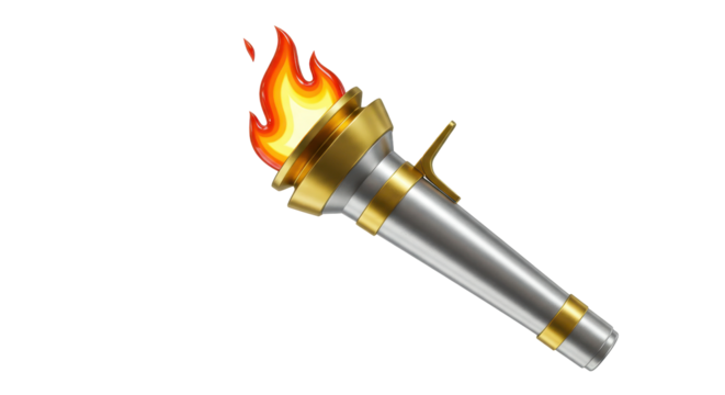 Isolated Silver and Gold Torch Flame Symbol - Powered by Adobe