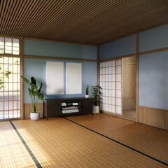 Obraz premium Cabinet wooden design on white room interior modern style.3D rendering