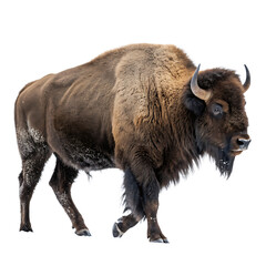 Fototapeta premium Large American bison standing majestically isolated on a transparent background