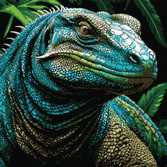 komodo dragon vector illustration comic book style