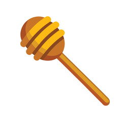 Wooden honey dipper vector illustration, natural honey stick tool, organic beekeeping utensil, rustic kitchen gadget
