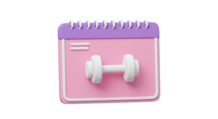 Isolated Pink Calendar with Dumbbell for Fitness Planning