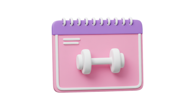 Isolated Pink Calendar with Dumbbell for Fitness Planning
