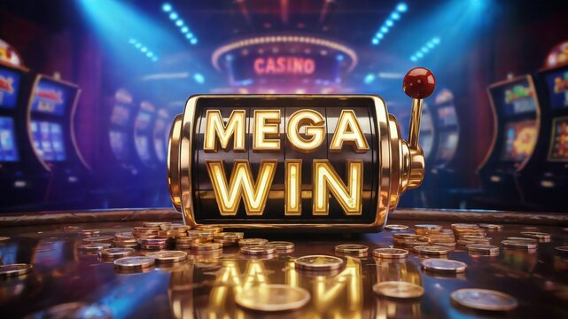 Mega win casino slot machine gambling jackpot luck chance game online vegas entertainment prize money reward