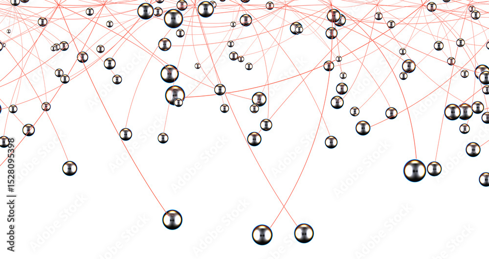 Poster Multi color connected lines and dots network 3d illustration