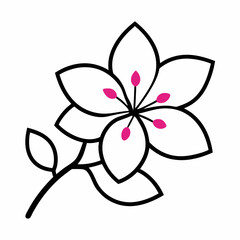 Cherry blossom line art vector illustration.