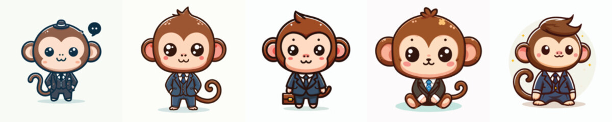 cute monkey vector wearing suit
