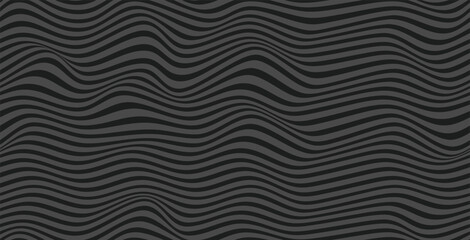 Seamless wavy abstract lines vector on black background.