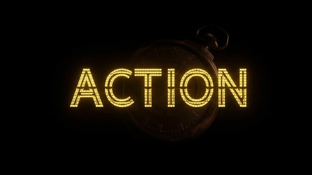 Neon action title graphic