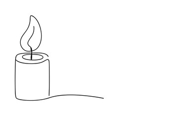 Single line drawing of a lit candle simple minimalist design