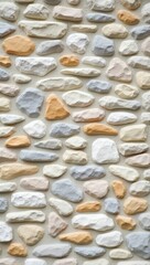 Colorful Textured Stone Wall Pattern &ndash; Rustic Pebble Masonry Background