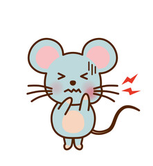 歯が痛くて顔をしかめるかわいいネズミのイラスト
