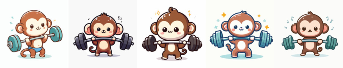 vector monkey sport lifting weights