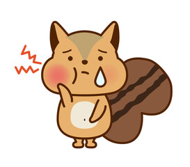 歯が痛くて顔をしかめるかわいいリスのイラスト