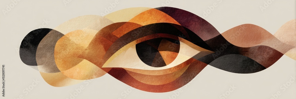 Aufkleber Layered Abstract Shapes Create a Striking Eye Against a Neutral Background, Showcasing Depth and Contrast in Design